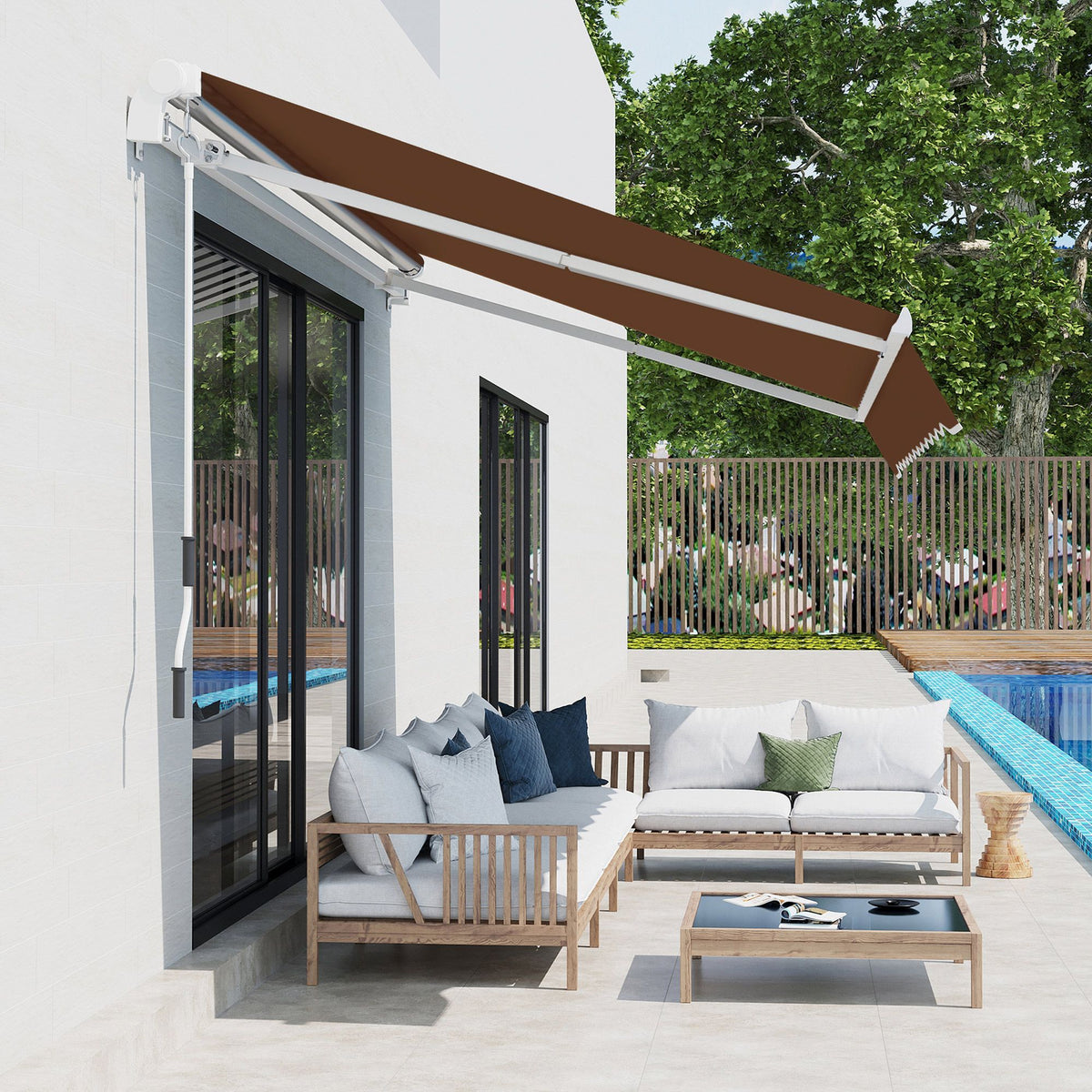 Outsunny x Retractable Awning with Manual Crank – UV & Water-Resistant