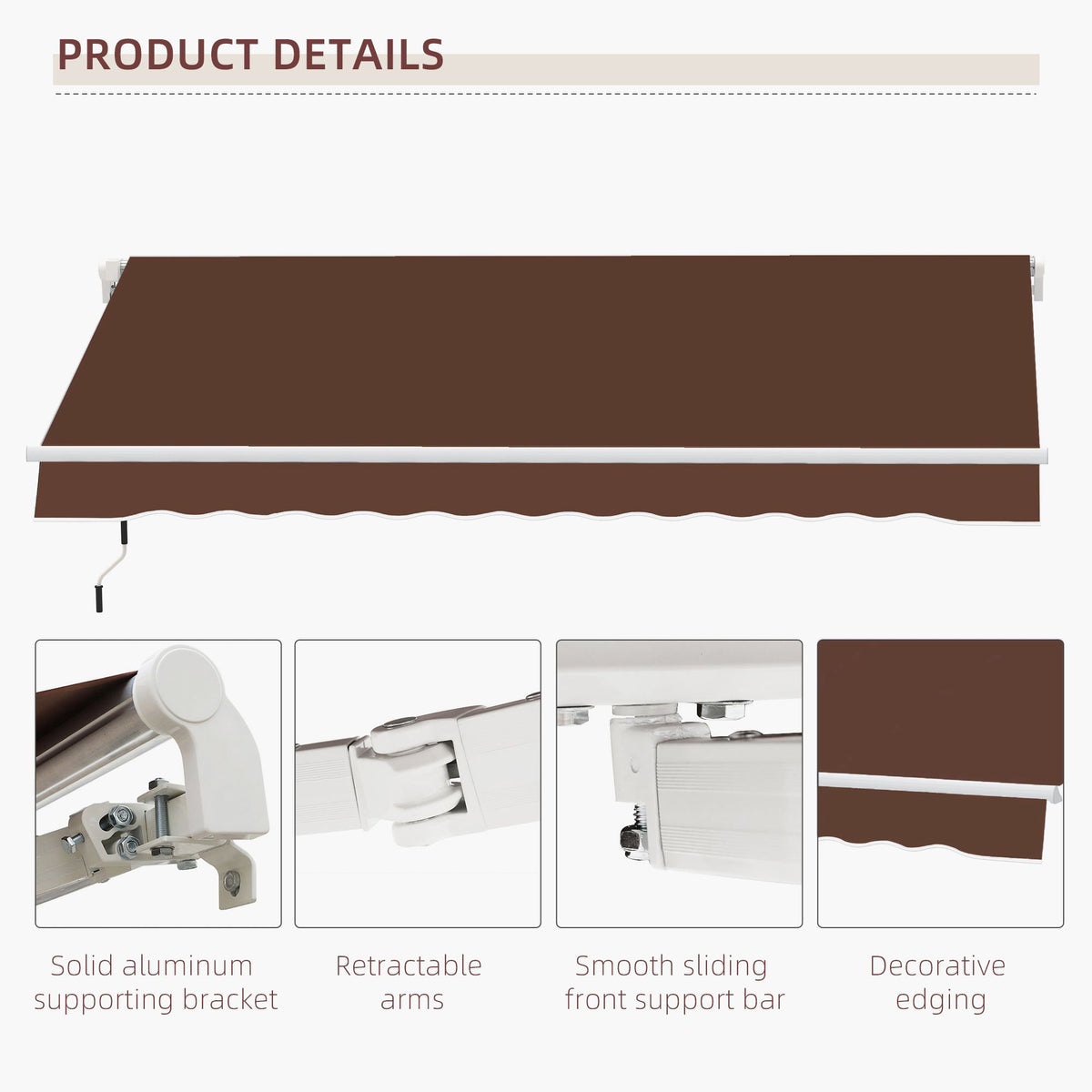 Outsunny x Retractable Awning with Manual Crank – UV & Water-Resistant