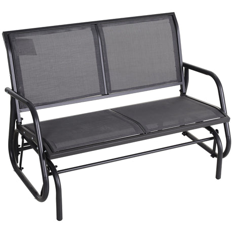 Outsunny 2-Person Outdoor Glider Bench - Patio Double Swing Rocking Chair with Powder Coated Steel Frame, Gray
