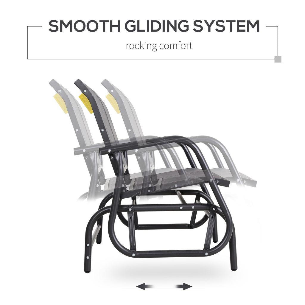 Outsunny 2-Person Outdoor Glider Bench - Patio Double Swing Rocking Chair with Powder Coated Steel Frame, Gray
