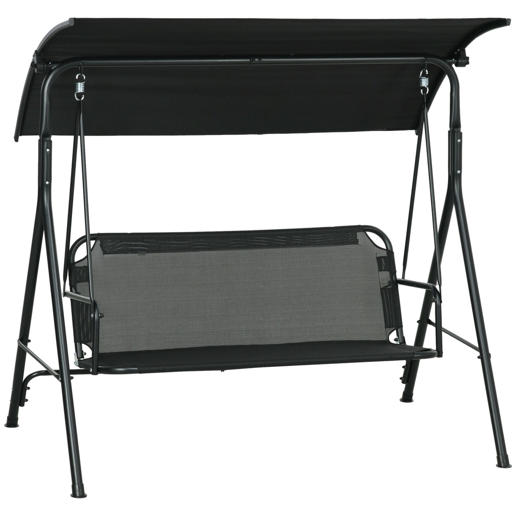 Outsunny 3-Seat Outdoor Patio Swing Chair with Cushions and Adjustable Canopy