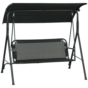 Outsunny 3-Seat Outdoor Patio Swing Chair with Cushions and Adjustable Canopy