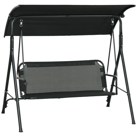 Outsunny 3-Seat Outdoor Patio Swing Chair with Cushions and Adjustable Canopy