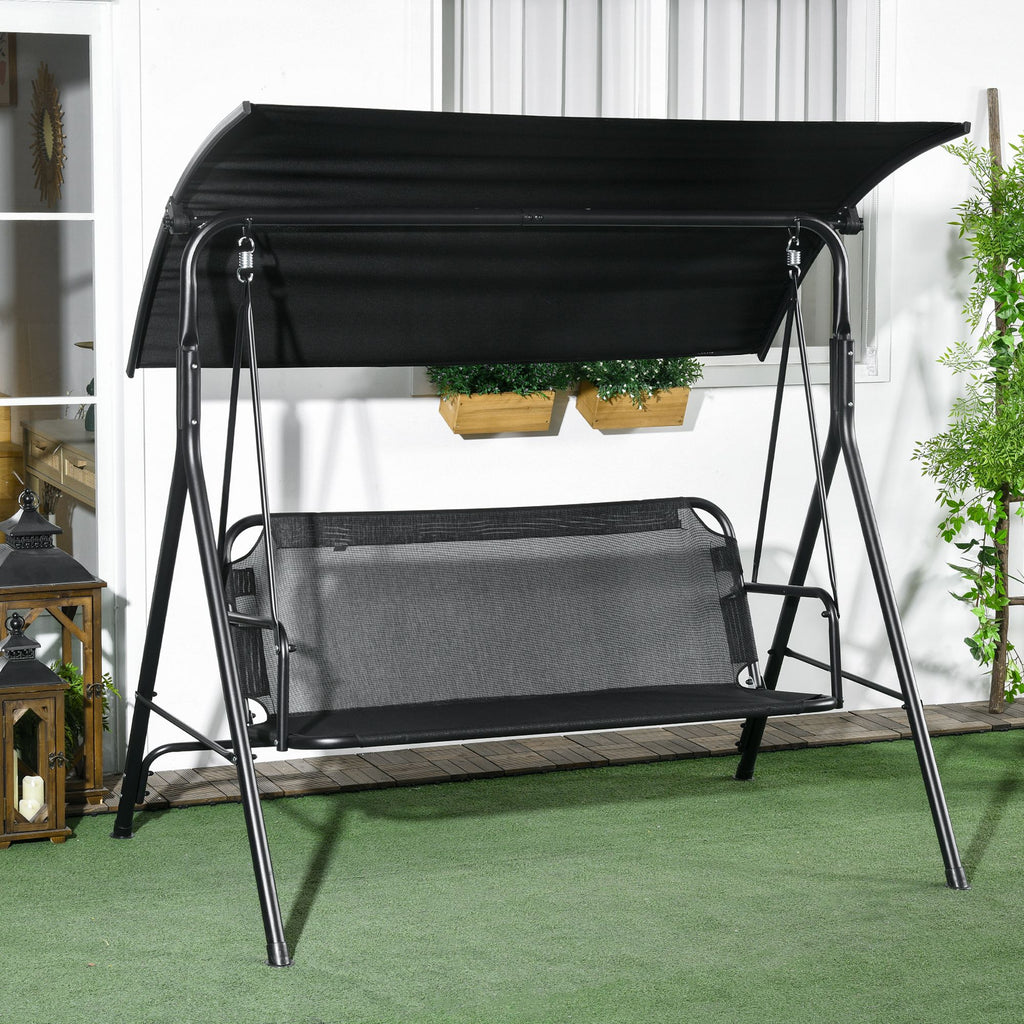 Outsunny 3-Seat Outdoor Patio Swing Chair with Cushions and Adjustable Canopy