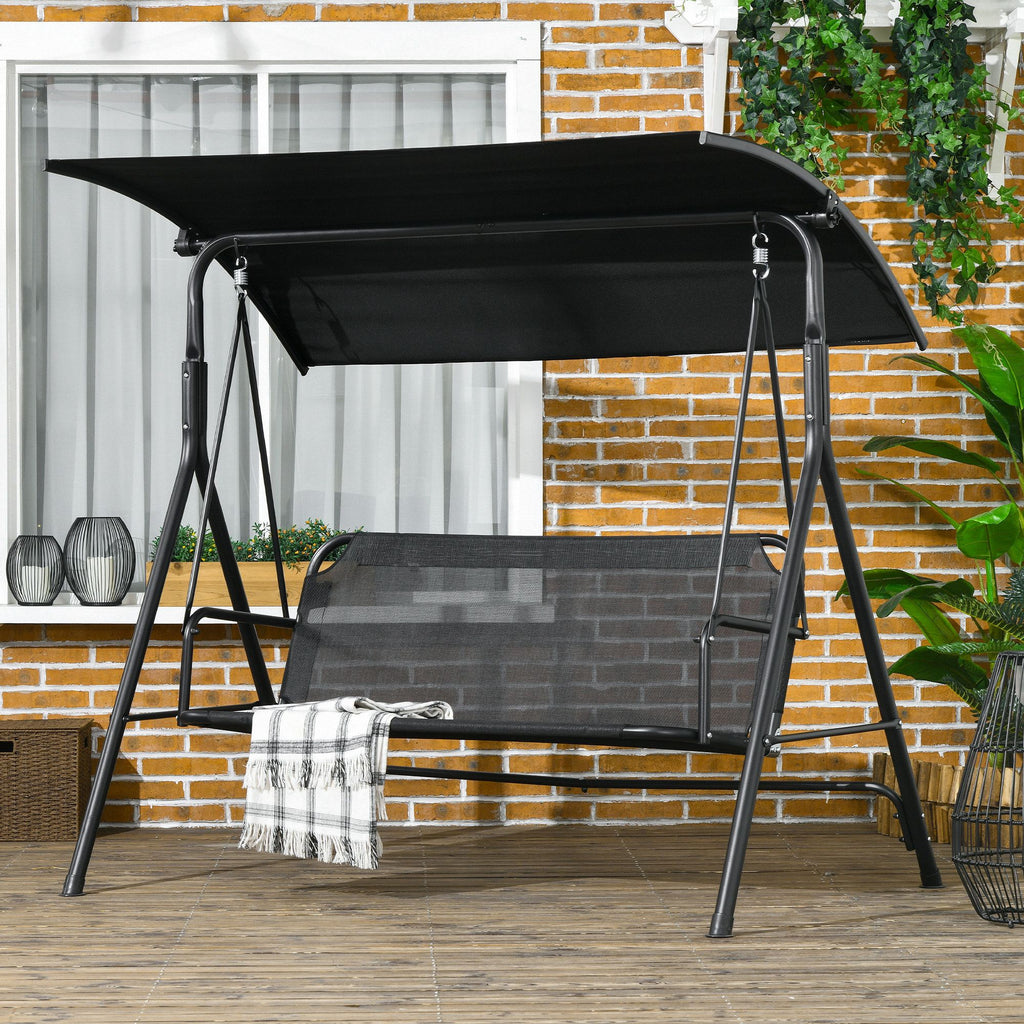 Outsunny 3-Seat Outdoor Patio Swing Chair with Cushions and Adjustable Canopy