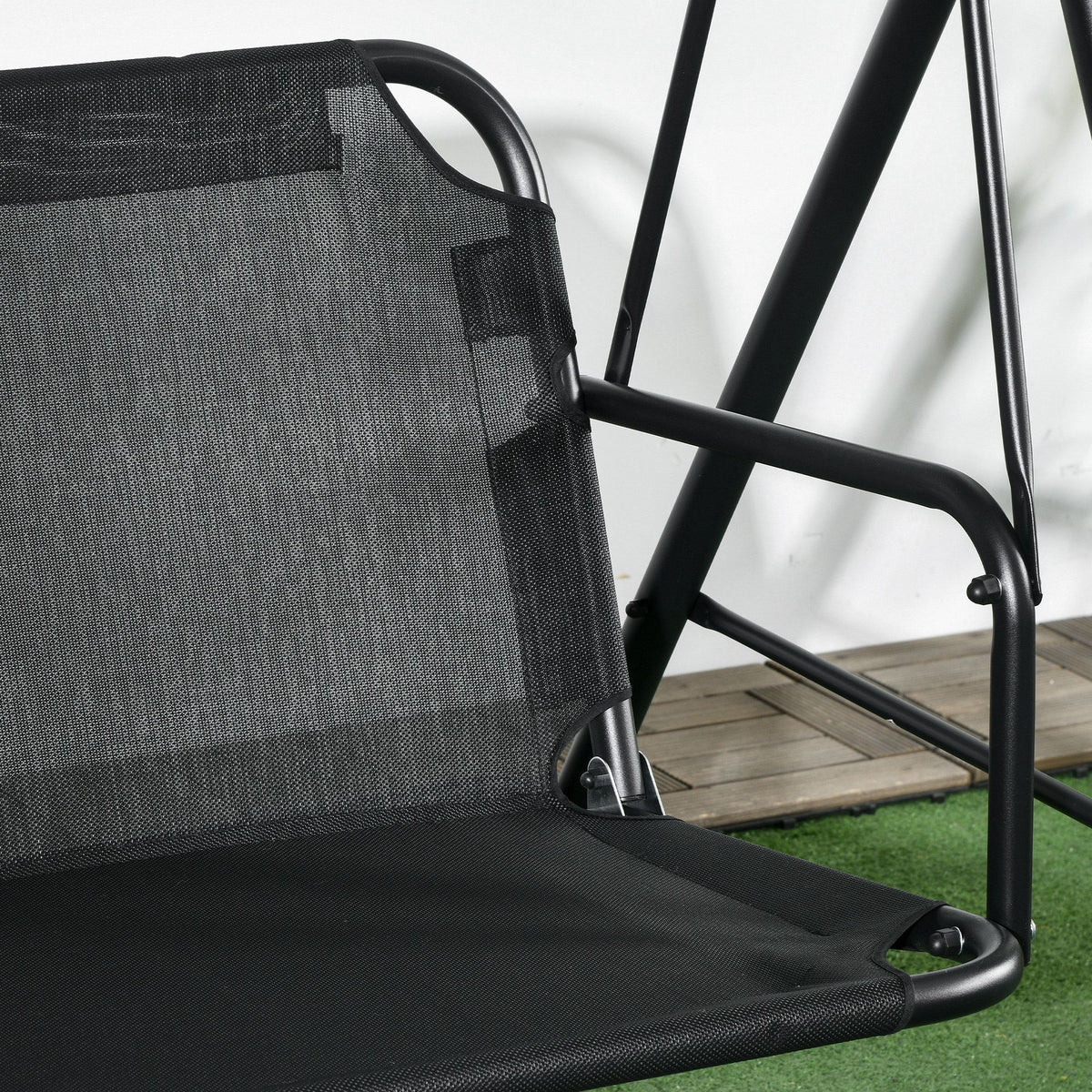 Outsunny 3-Seat Outdoor Patio Swing Chair with Cushions and Adjustable Canopy