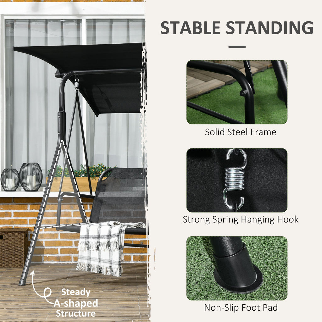 Outsunny 3-Seat Outdoor Patio Swing Chair with Cushions and Adjustable Canopy