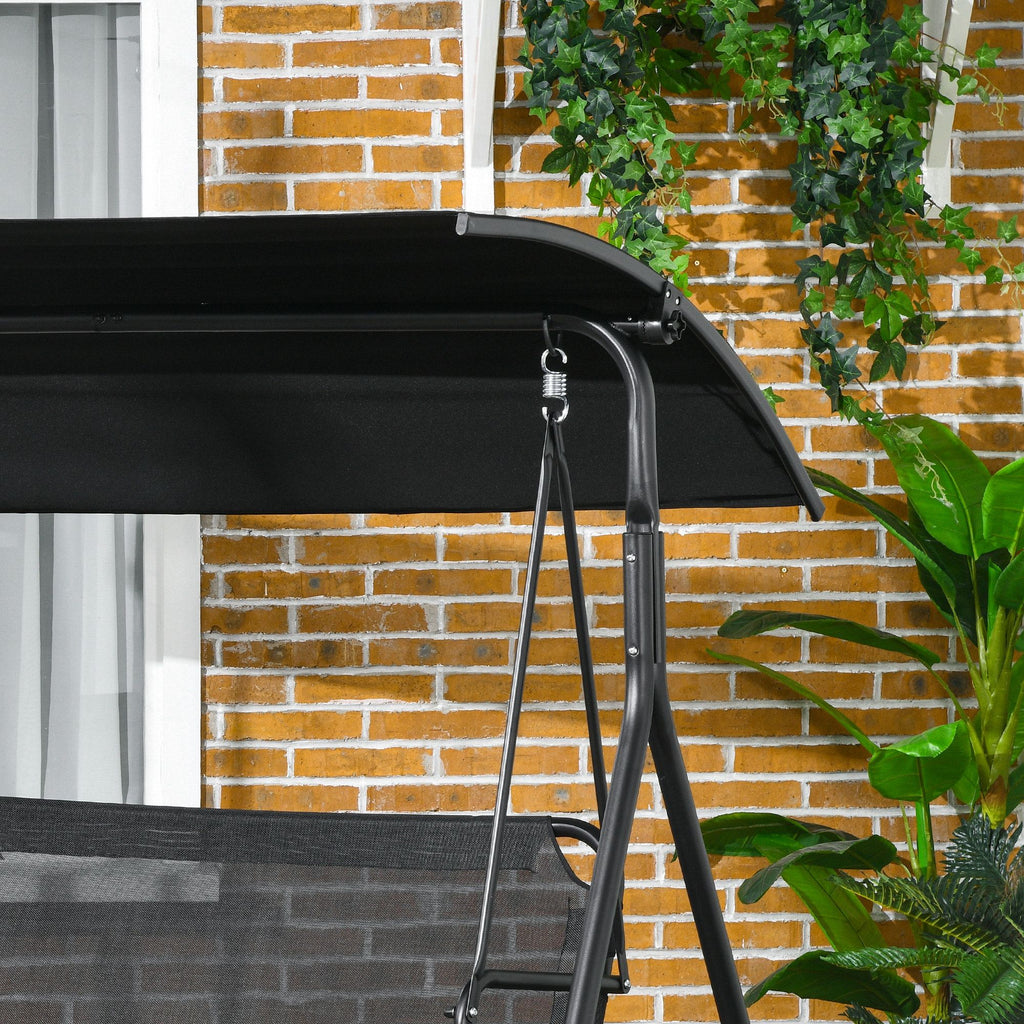 Outsunny 3-Seat Outdoor Patio Swing Chair with Cushions and Adjustable Canopy