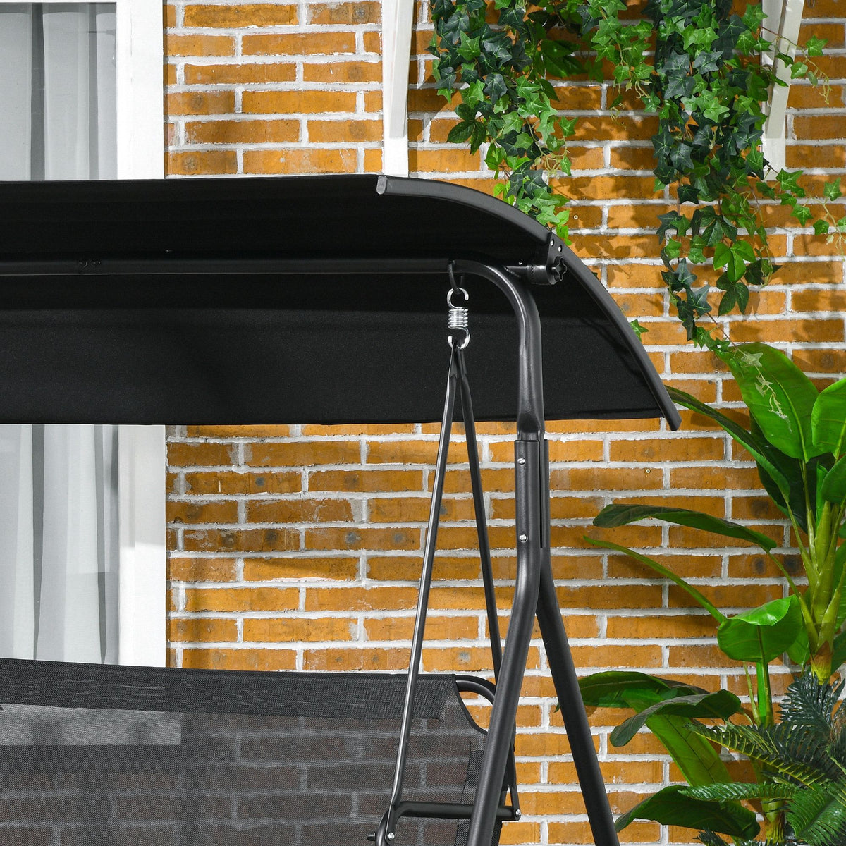 Outsunny 3-Seat Outdoor Patio Swing Chair with Cushions and Adjustable Canopy