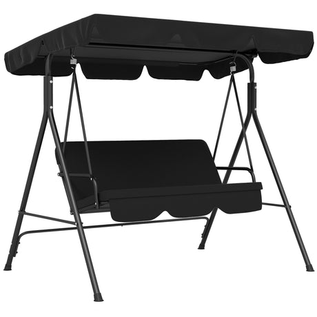 3-Seat Outdoor Patio Swing Chair with Adjustable Canopy and Cushions