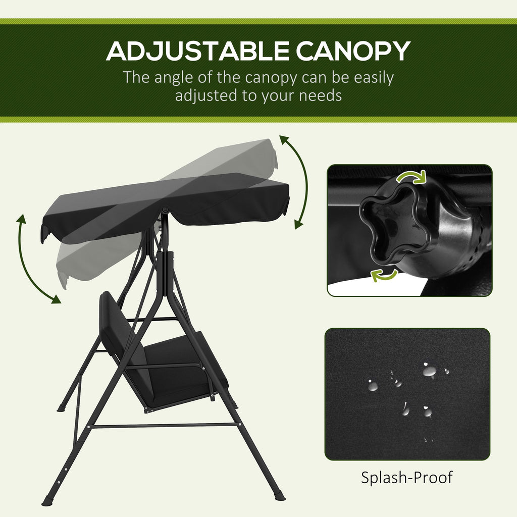 3-Seat Outdoor Patio Swing Chair with Adjustable Canopy and Cushions