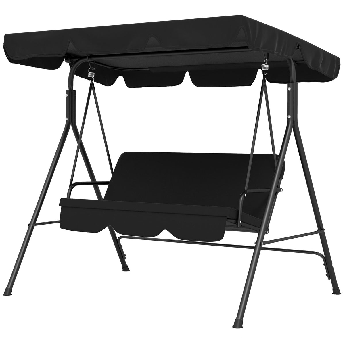 3-Seat Outdoor Patio Swing Chair with Adjustable Canopy and Cushions