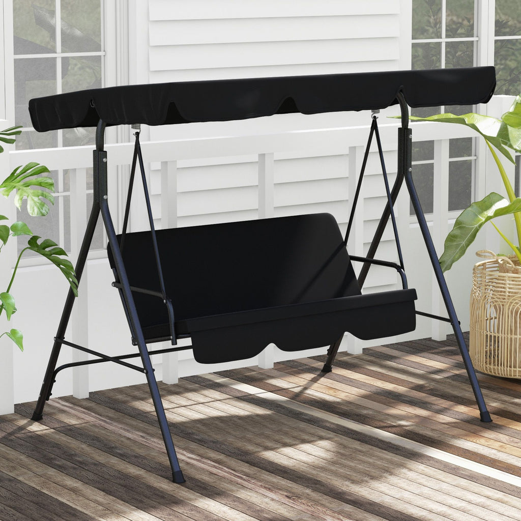 3-Seat Outdoor Patio Swing Chair with Adjustable Canopy and Cushions