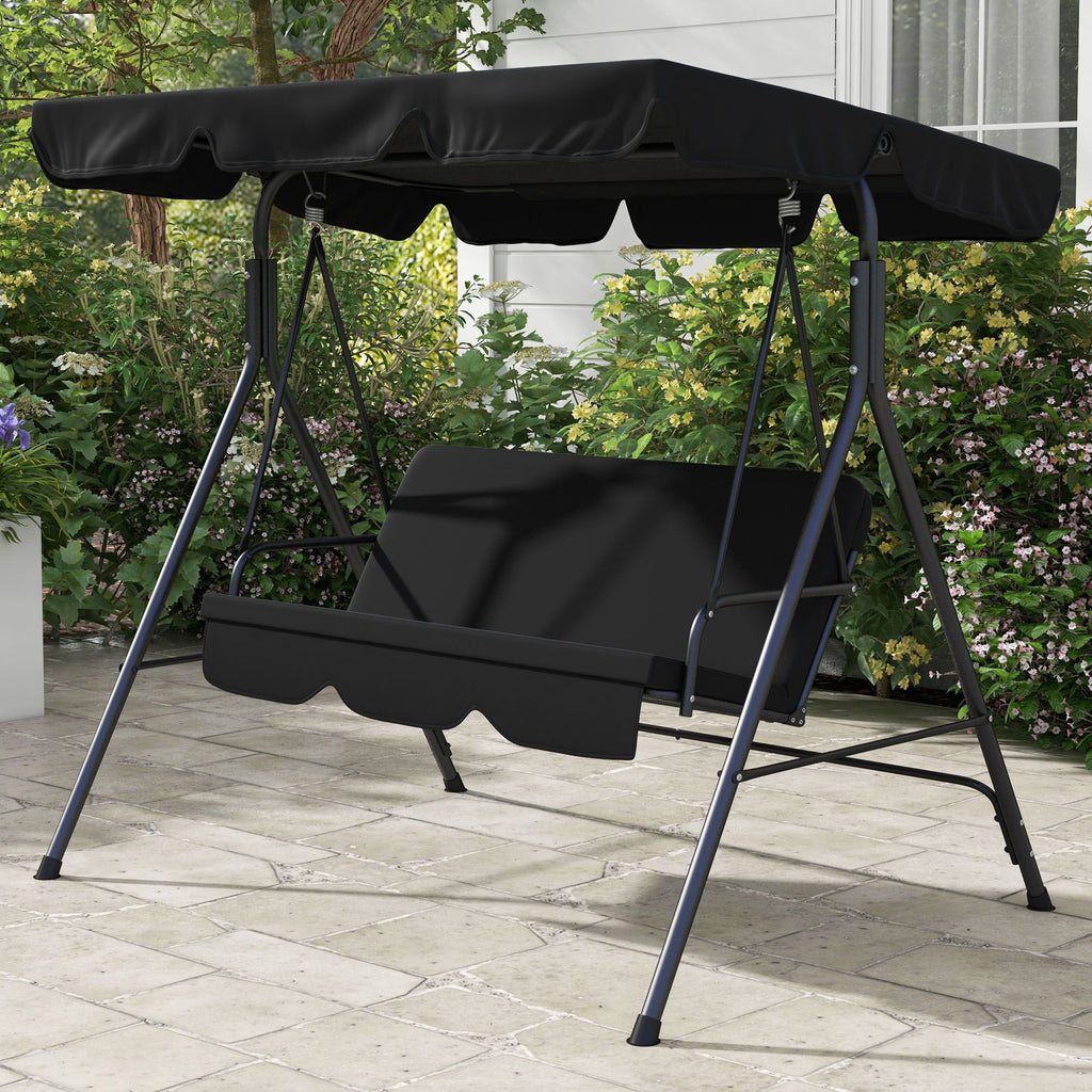 3-Seat Outdoor Patio Swing Chair with Adjustable Canopy and Cushions