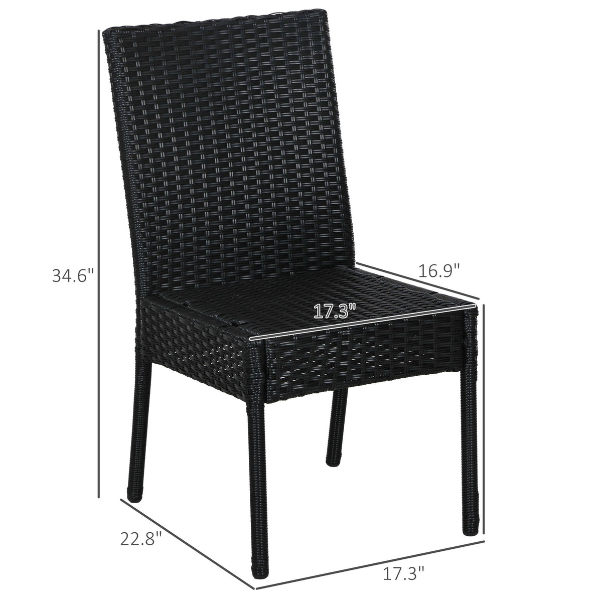 Outsunny 4-Piece PE Rattan Outdoor Dining Chair Set with Cushions for Patio