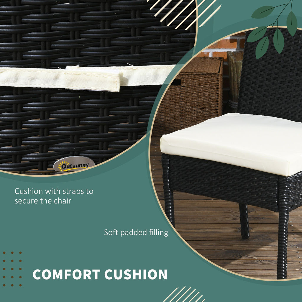 Outsunny 4-Piece PE Rattan Outdoor Dining Chair Set with Cushions for Patio