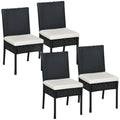 Outsunny 4-Piece PE Rattan Outdoor Dining Chair Set with Cushions for Patio