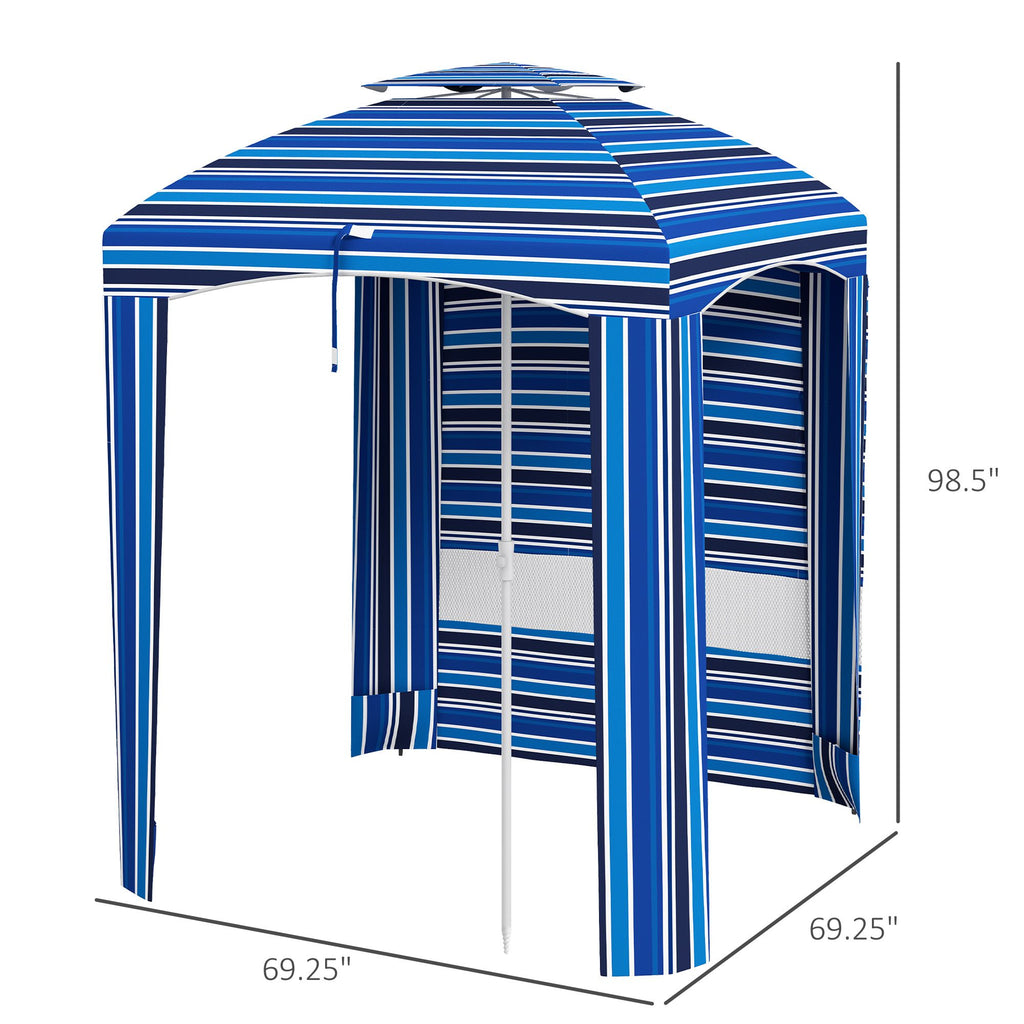 5.8' x 5.8' Portable Beach Umbrella with Double Top, Walls, Vents & Sandbags
