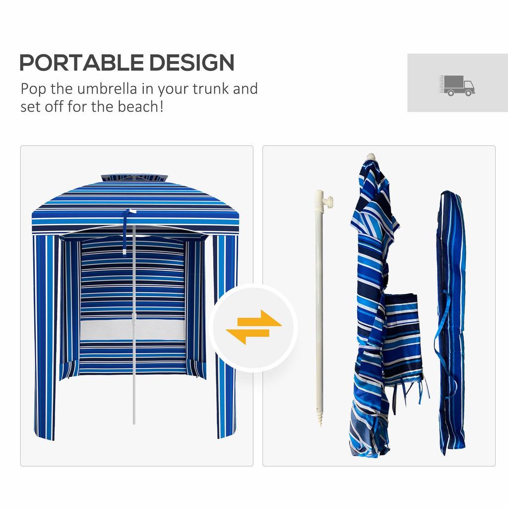 5.8' x 5.8' Portable Beach Umbrella with Double Top, Walls, Vents & Sandbags