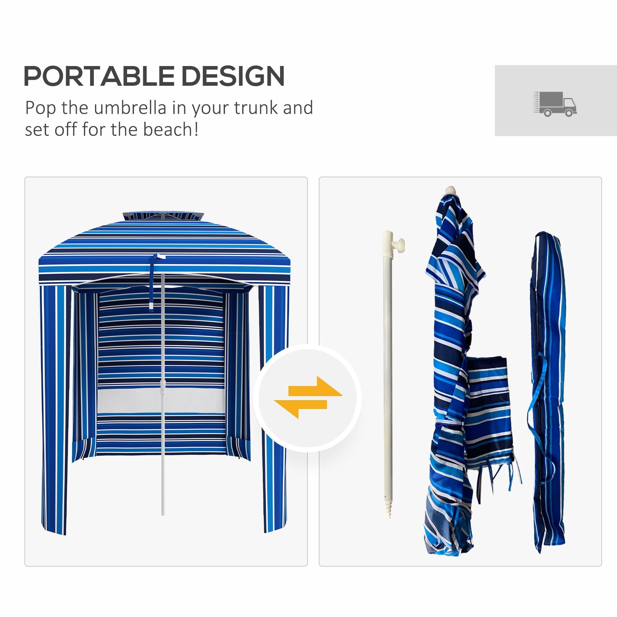 5.8' x 5.8' Portable Beach Umbrella with Double Top, Walls, Vents & Sandbags