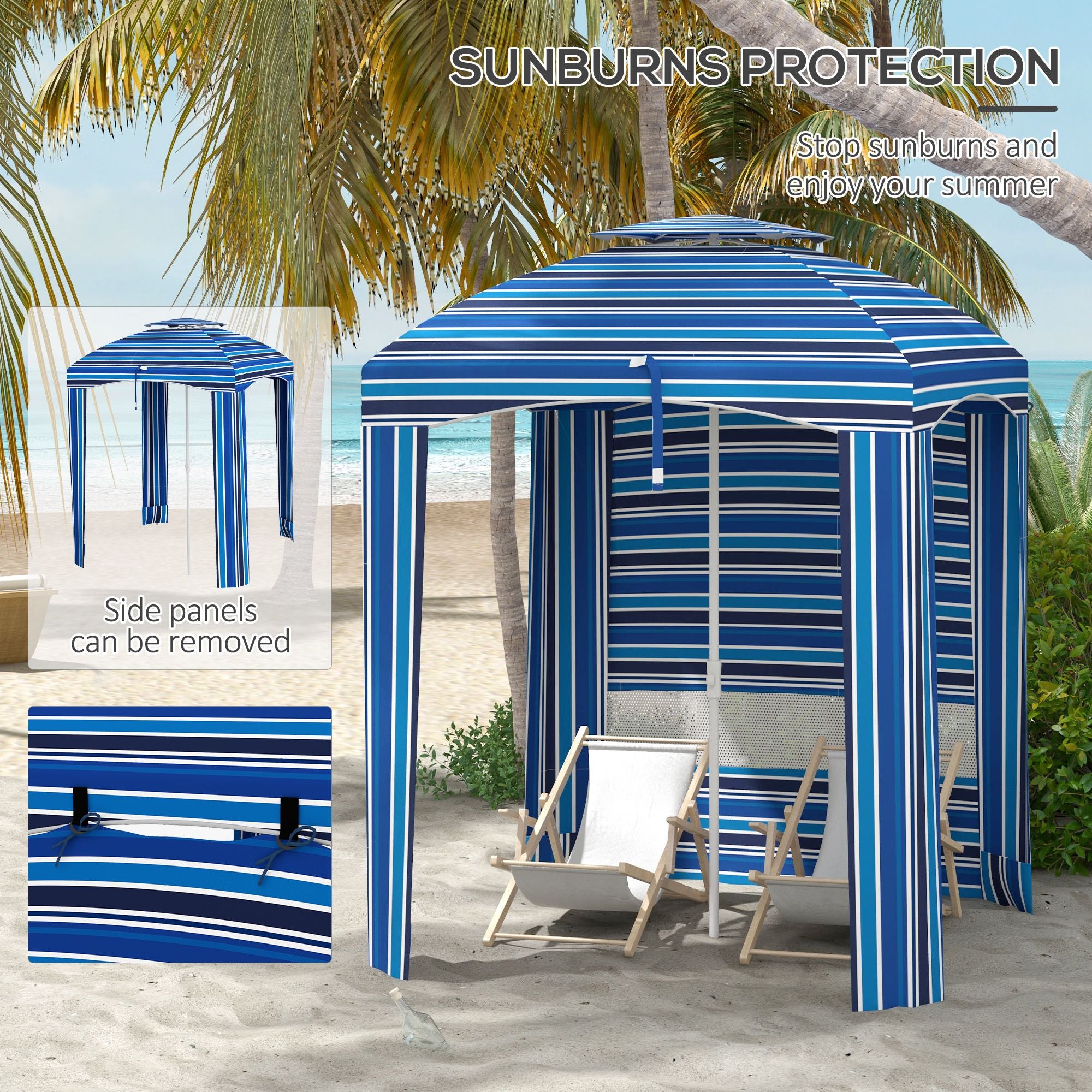 5.8' x 5.8' Portable Beach Umbrella with Double Top, Walls, Vents & Sandbags
