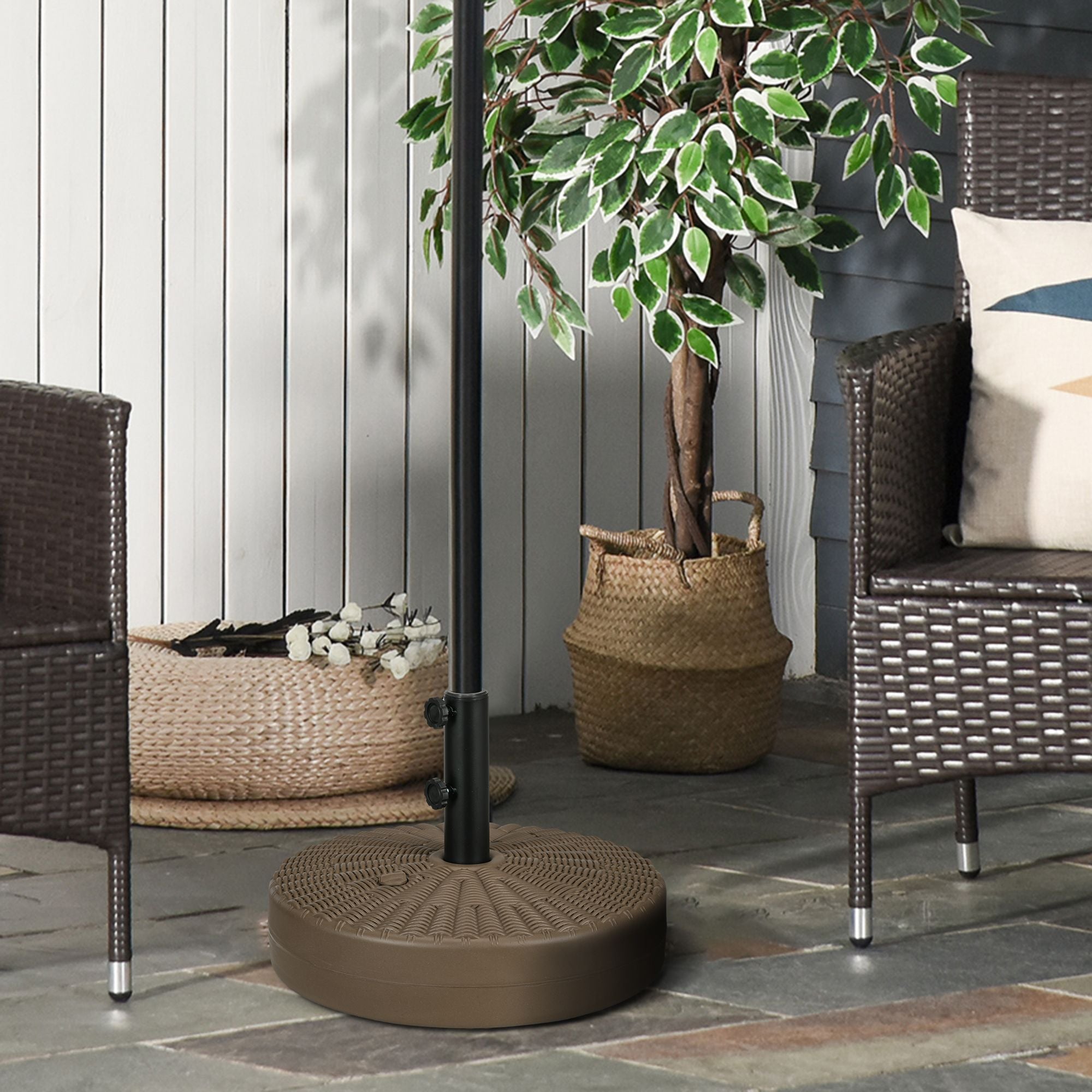 Fillable Patio Umbrella Base With Rattan-Style Pattern