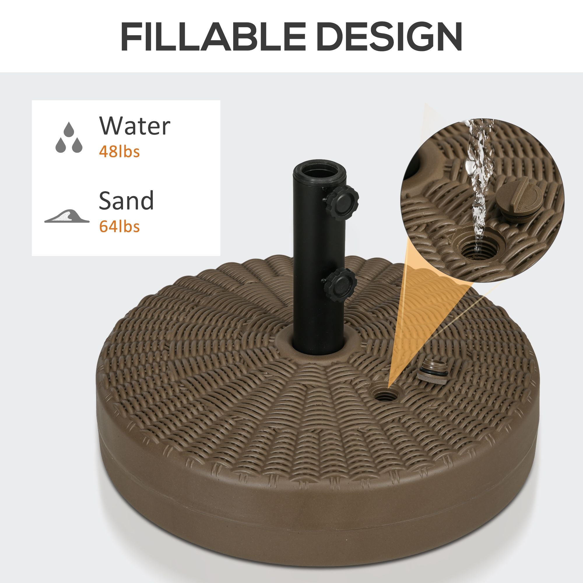 Fillable Patio Umbrella Base With Rattan-Style Pattern