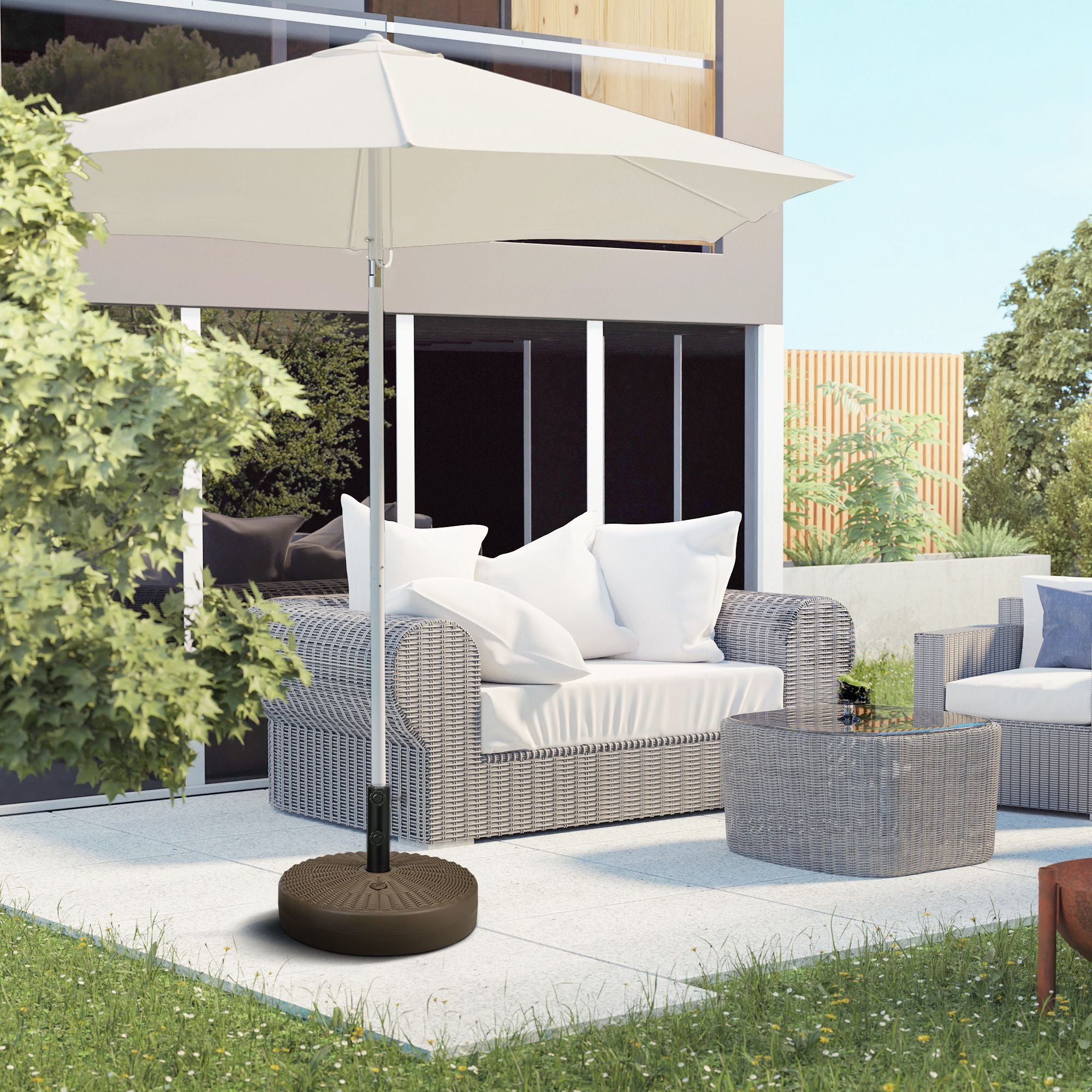 Fillable Patio Umbrella Base With Rattan-Style Pattern