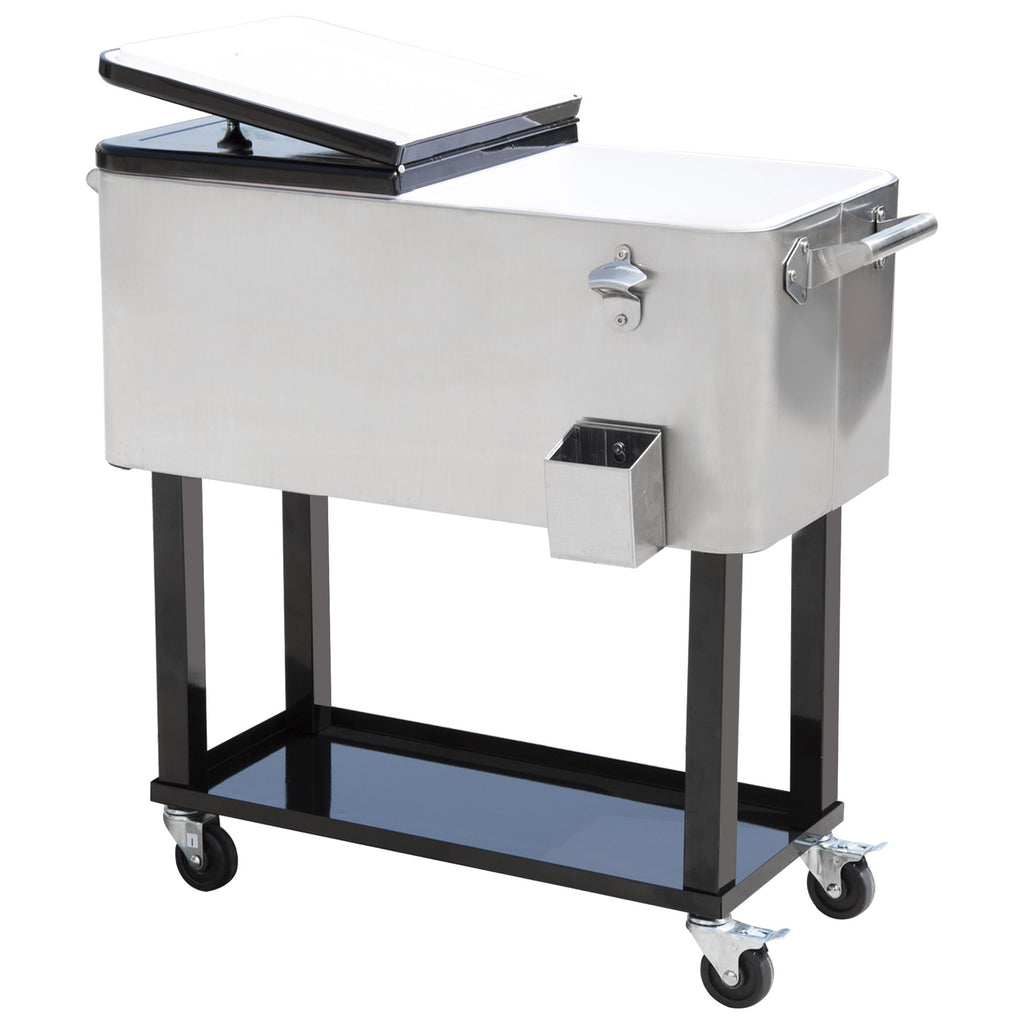 Outsunny 80 QT Rolling Cooler on Wheels – Portable Ice Chest for Parties