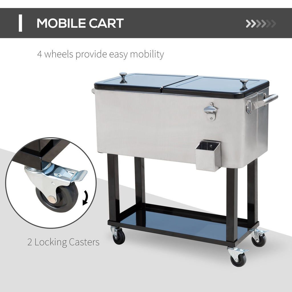 Outsunny 80 QT Rolling Cooler on Wheels – Portable Ice Chest for Parties