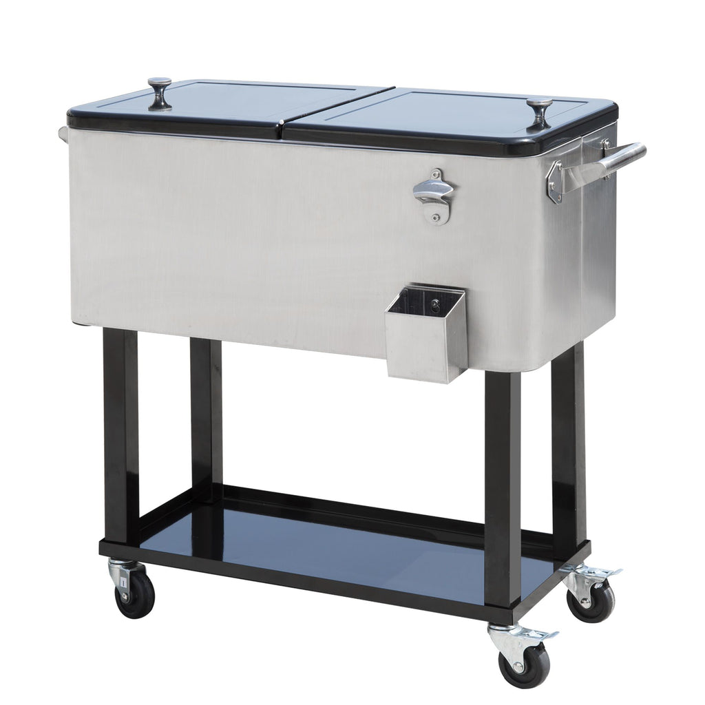 Outsunny 80 QT Rolling Cooler on Wheels – Portable Ice Chest for Parties