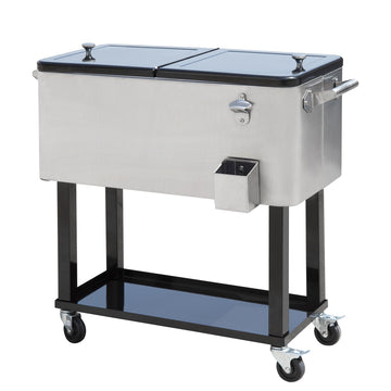 Outsunny 80 QT Rolling Cooler on Wheels – Portable Ice Chest for Parties
