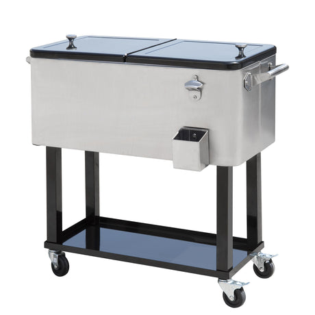 Outsunny 80 QT Rolling Cooler on Wheels – Portable Ice Chest for Parties