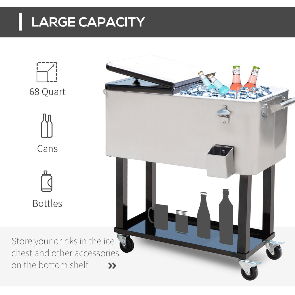 Outsunny 80 QT Rolling Cooler on Wheels – Portable Ice Chest for Parties