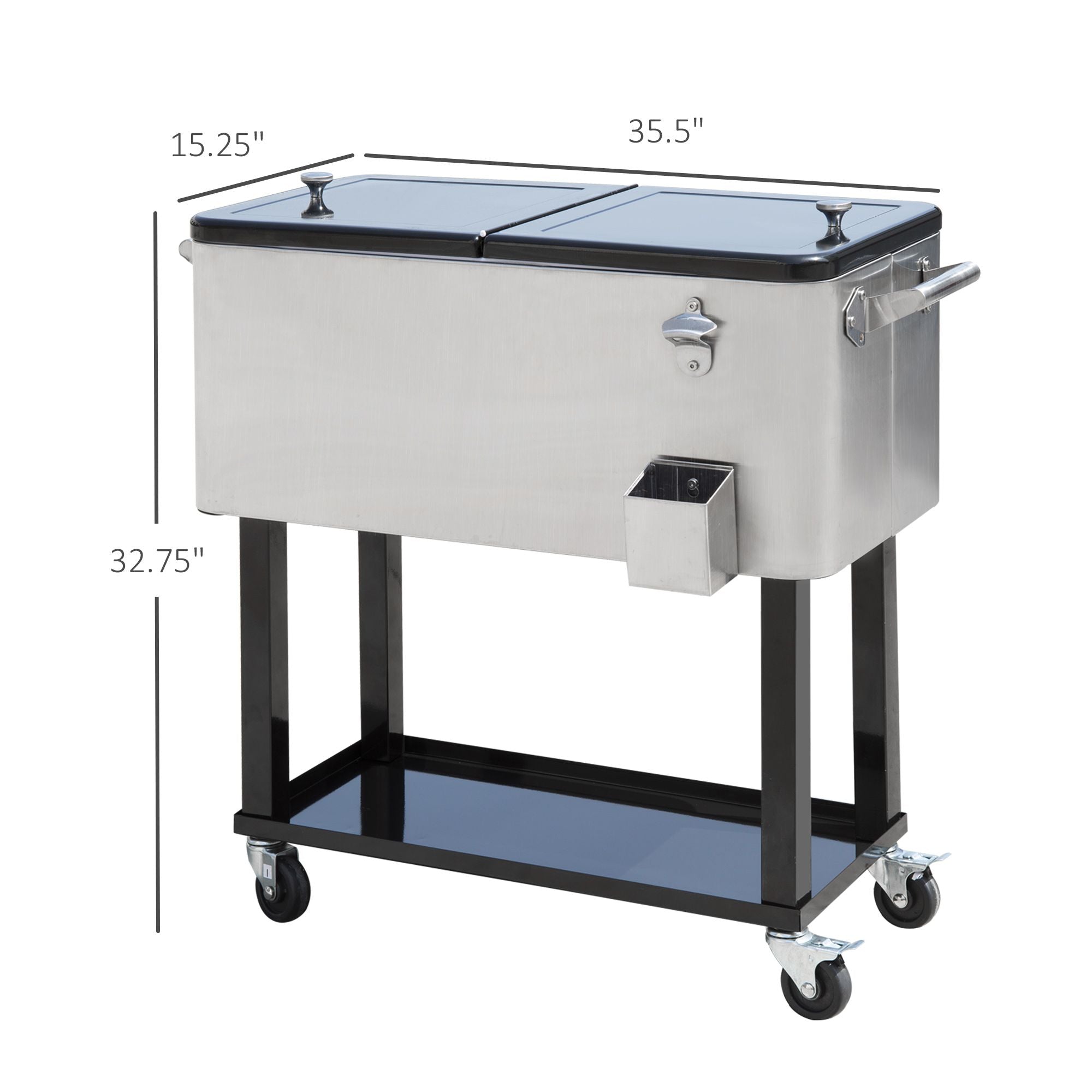 Outsunny 80 QT Rolling Cooler on Wheels – Portable Ice Chest for Parties
