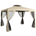 Outsunny Large Patio Gazebo with Two-Tier Canopy and Bug Netting