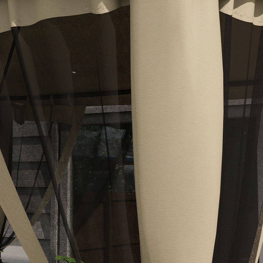 Outsunny Large Patio Gazebo with Two-Tier Canopy and Bug Netting