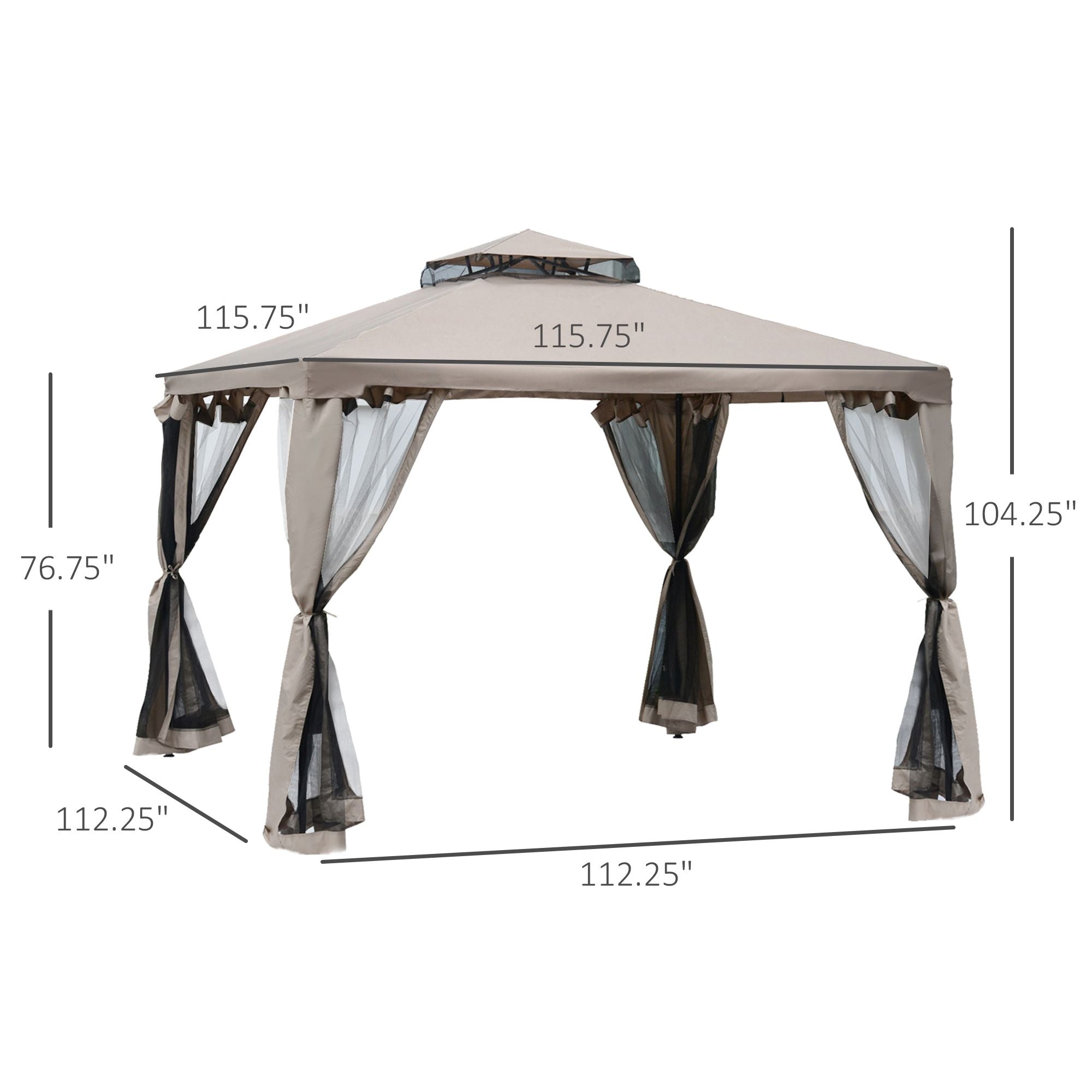 Two-Tier Patio Gazebo with Mesh Enclosure
