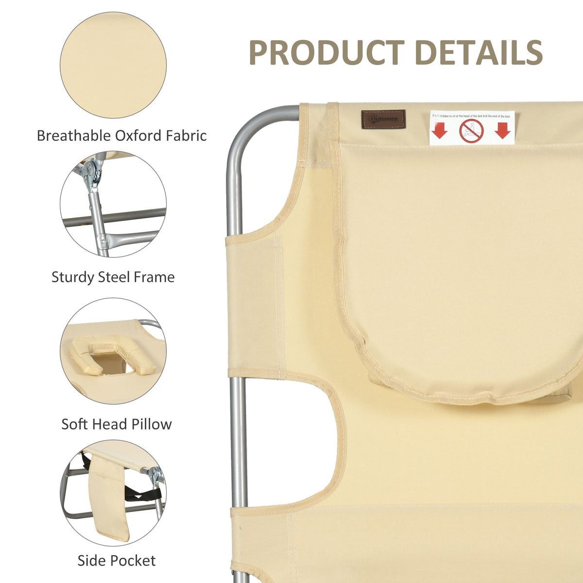 Folding Tanning Lounger with Face Hole and Arm Slots