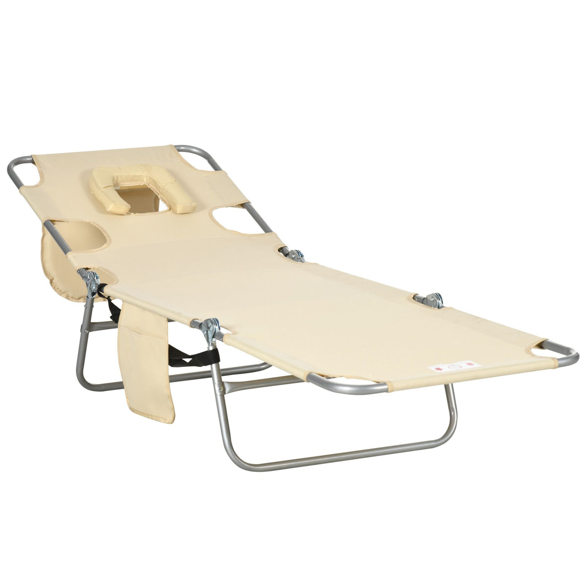 Folding Tanning Lounger with Face Hole and Arm Slots