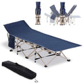 Outsunny Folding Camping Cot for Adults with Carry Bag, Side Pocket, Outdoor Portable Sleeping Bed f