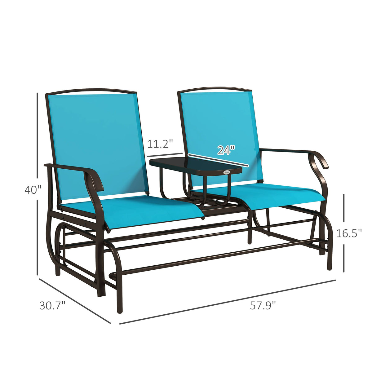 Outsunny Outdoor Glider Bench with Center Table – Patio Loveseat