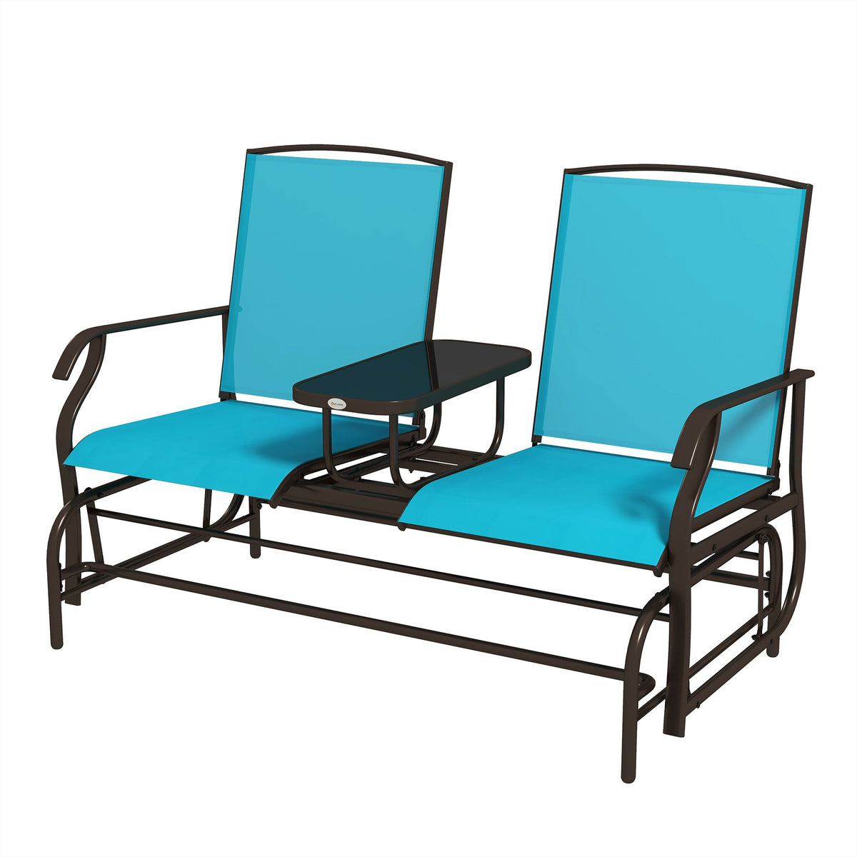 Outsunny Outdoor Glider Bench with Center Table – Patio Loveseat