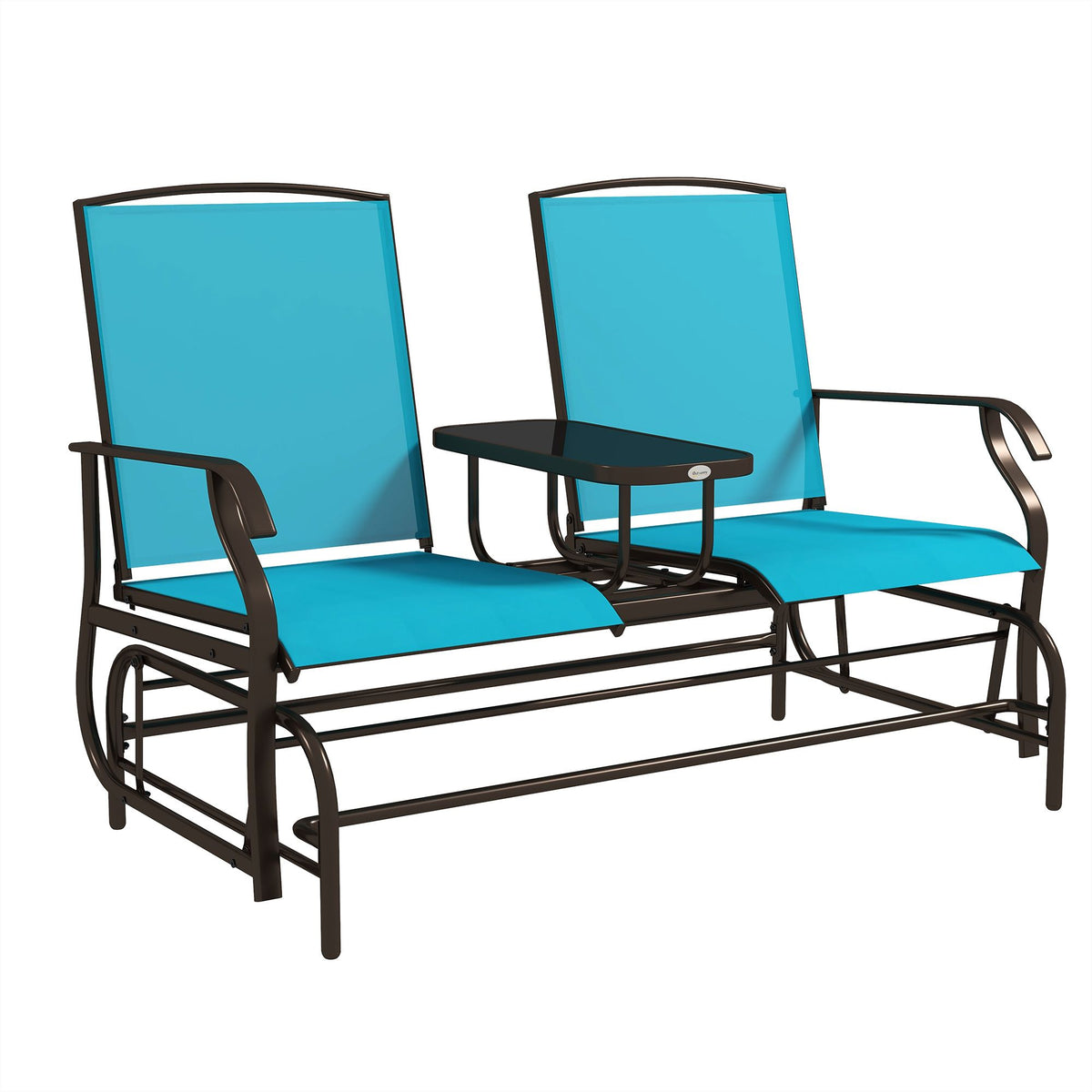 Outsunny Outdoor Glider Bench with Center Table – Patio Loveseat