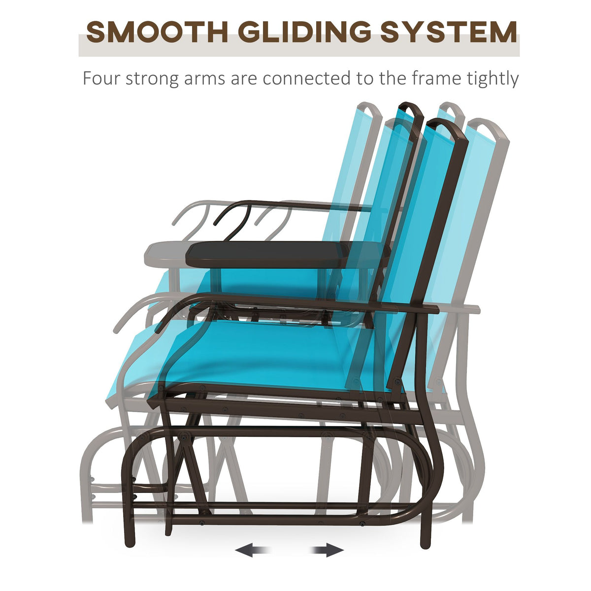 Outsunny Outdoor Glider Bench with Center Table – Patio Loveseat