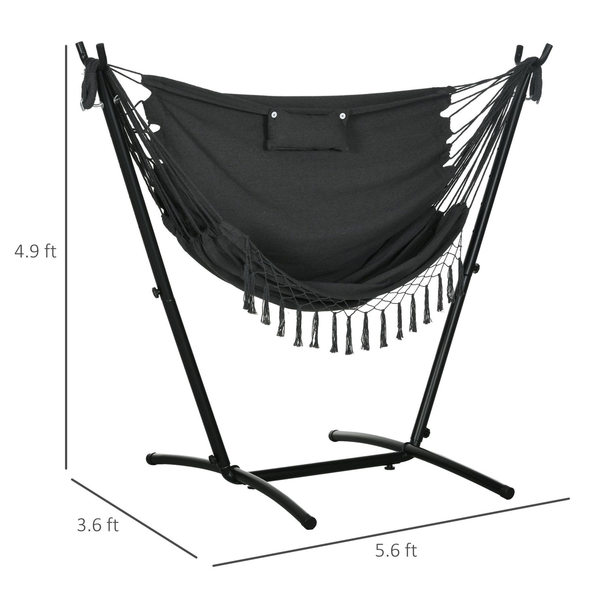 Outsunny Patio Hammock Chair with Stand – Boho Design with Pillow and Side Pocket