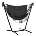 Outsunny Patio Hammock Chair with Stand – Boho Design with Pillow and Side Pocket
