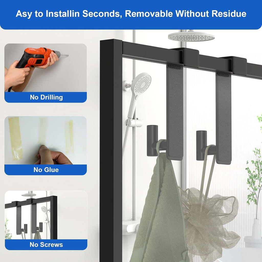 Over-the-Door Hooks 2-Pack - No Drilling Scratch-Free Coat & Towel Rack
