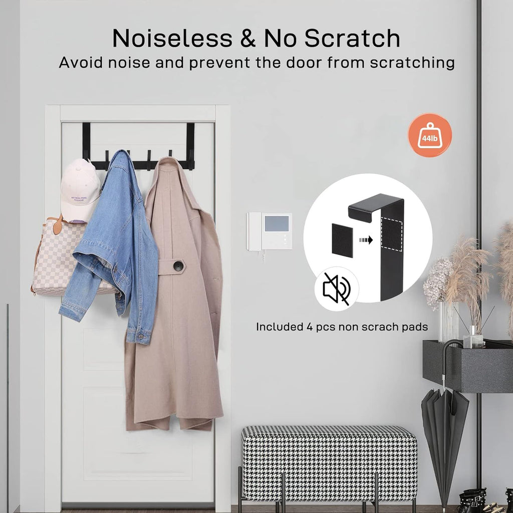Over-the-Door 12-Hook Rack for Bathroom Towels and Coats