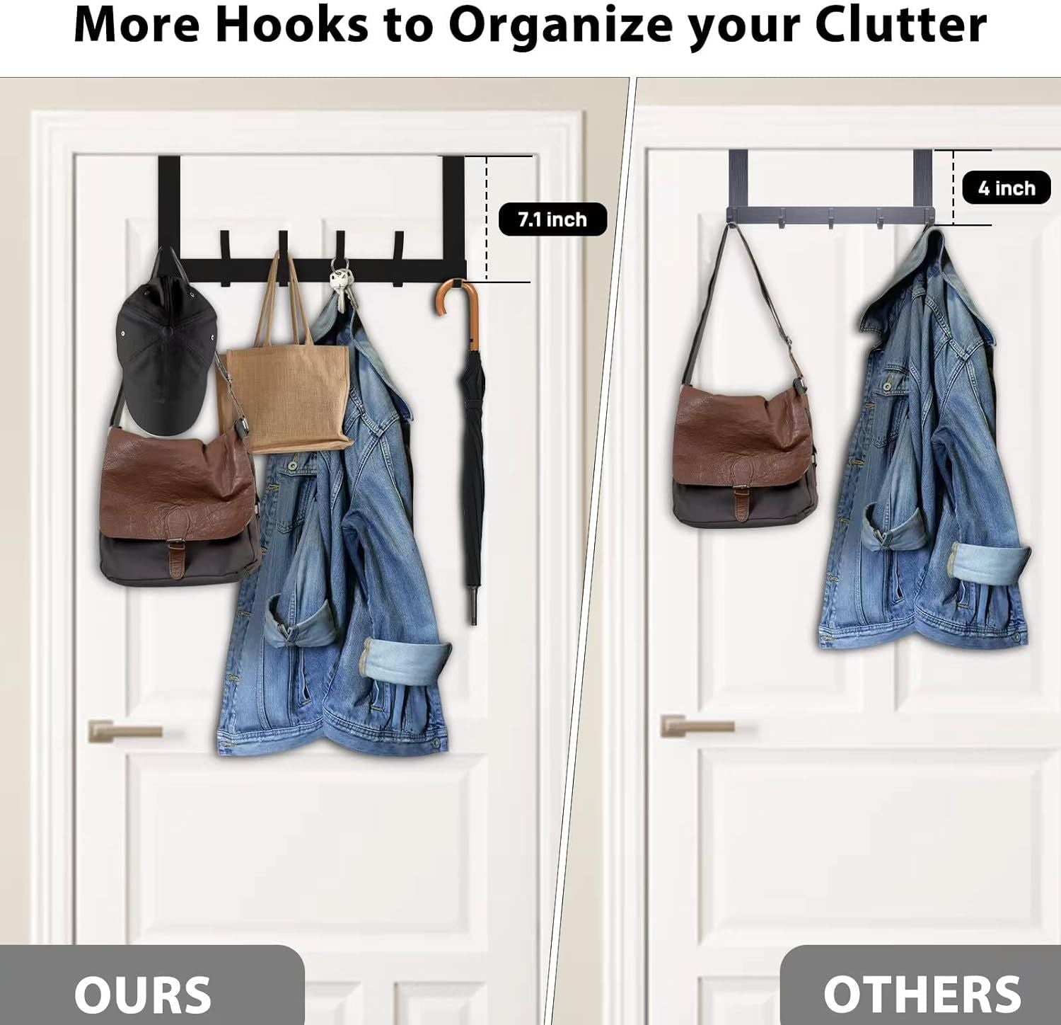 Over-the-Door 12-Hook Rack for Bathroom Towels and Coats